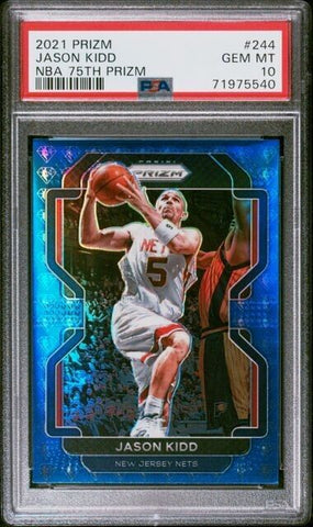 Jason Kidd PSA 10 Gem Mint 2021-22 Prizm #244 75th Blue Diamond Prizm | SPORTS