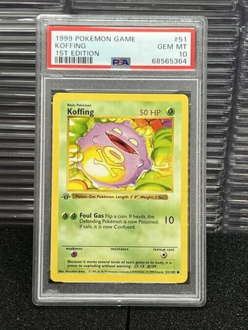 Pokemon PSA 10 1st Edition Base Set Shadowless Koffing #51