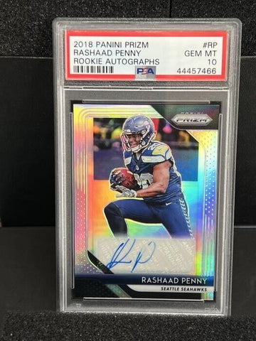 2018 Panini Prizm Rookie Auto Rashaad Penny #RA-RP Rookie Auto RC PSA 10