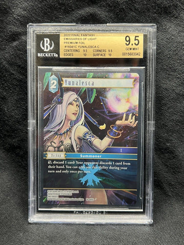 BGS 9.5 GEM MINT | Final Fantasy TCG Gem Mint Yunalesca Foil Emissaries/Light 2022 FFTCG