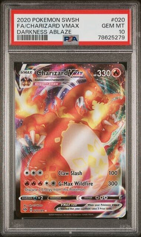 PSA 10 GEM MINT Pokemon Darkness Ablaze Charizard VMAX Full Art #020/189