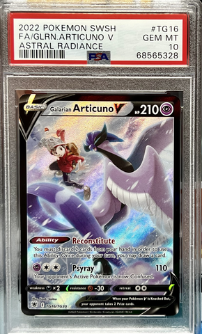 PSA 10 GEM MINT | Pokemon TCG Galarian Articuno V Sword & Shield Astral Radiance TG16/TG30