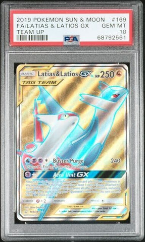 PSA 10 GEM MINT | 2019 Pokemon TCG Team Up Full Art Latias & Latios GX - 169/181