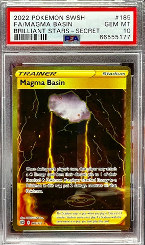 PSA 10 | Pokemon Brilliant Stars MAGMA BASIN Gold Secret 185