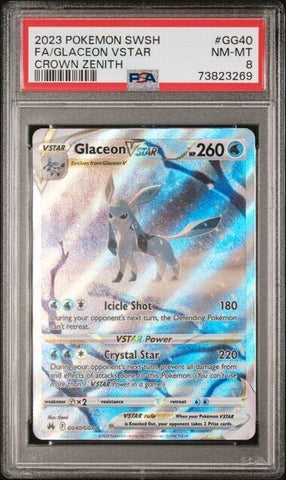 PSA 8 NM MT | 2023 Pokemon Crown Zenith Glaceon VSTAR GG40