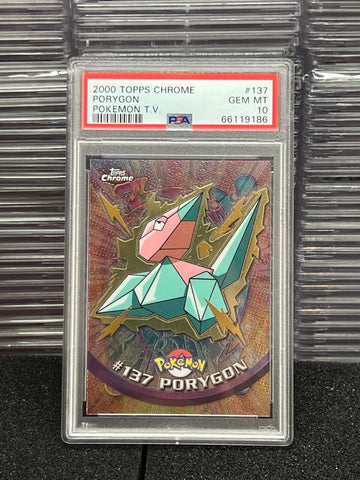 PSA 10 GEM MINT Vintage Pokemon 2000 Topps Chrome Porygon #137