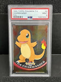 1999 Topps Pokemon TV #4 Charmander Rainbow Foil Blue Logo PSA 9 Mint