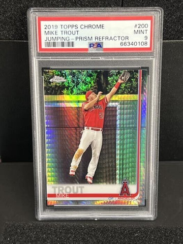 2019 TOPPS CHROME MIKE TROUT #200 JUMPING PRISM REFRACTOR PSA 9