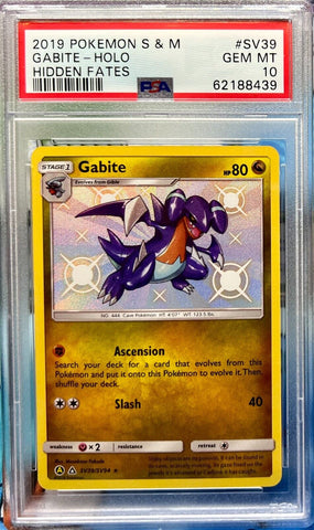 PSA 10 GEM MINT GABITE SV39/SV94 SHINY HOLO RARE Hidden Fates Pokemon Card