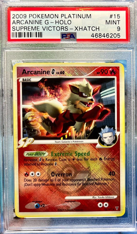 Arcanine G 15/147 Supreme Victors 2009 Pokemon Reverse XHatch Holo PSA Mint 9