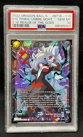 PSA 10 Gem Mint Demon God Towa, Umbral Might BT16-115 | Dragon Ball Super