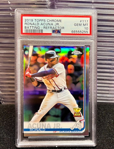 Ronald Acuna Jr. PSA 10 Gem Mint 2019 Topps Chrome Batting Refractor #117 | SPORTS