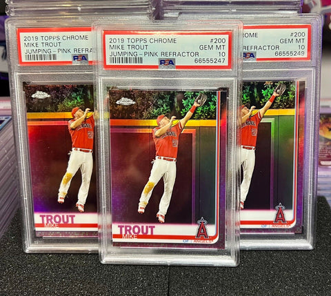 Mike Trout 3x Sequential PSA 10 2019 Topps Chrome Pink Refractor #200 Jump | SPORTS