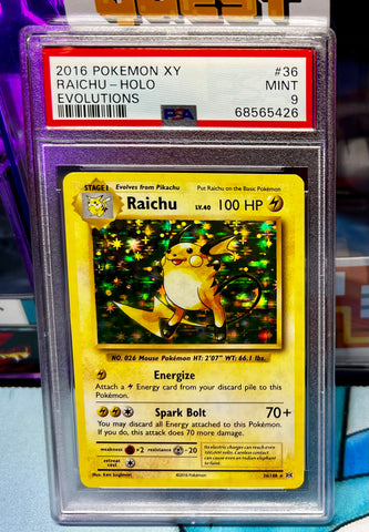 PSA 9 2016 Pokemon XY Evolutions 36 Raichu-Holo