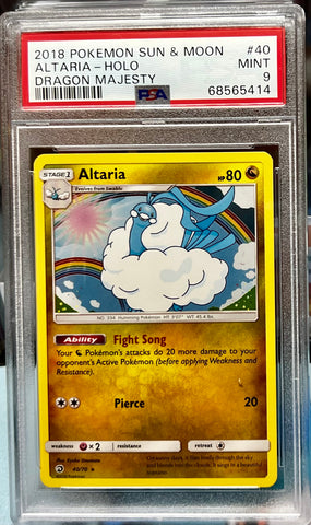 PSA 9 2018 Pokemon Sun & Moon Dragon Majesty 40 Altaria-Holo